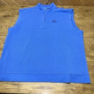 Ashworth Blue 100% Cotton Play Golf Apparel Sweater Vest‎ Logo EUC | Men's XXL